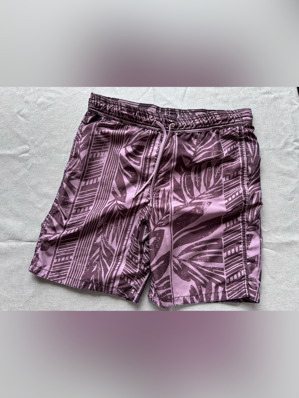 Merona Purple Gray Tropical Print Bermuda Swim Trunk